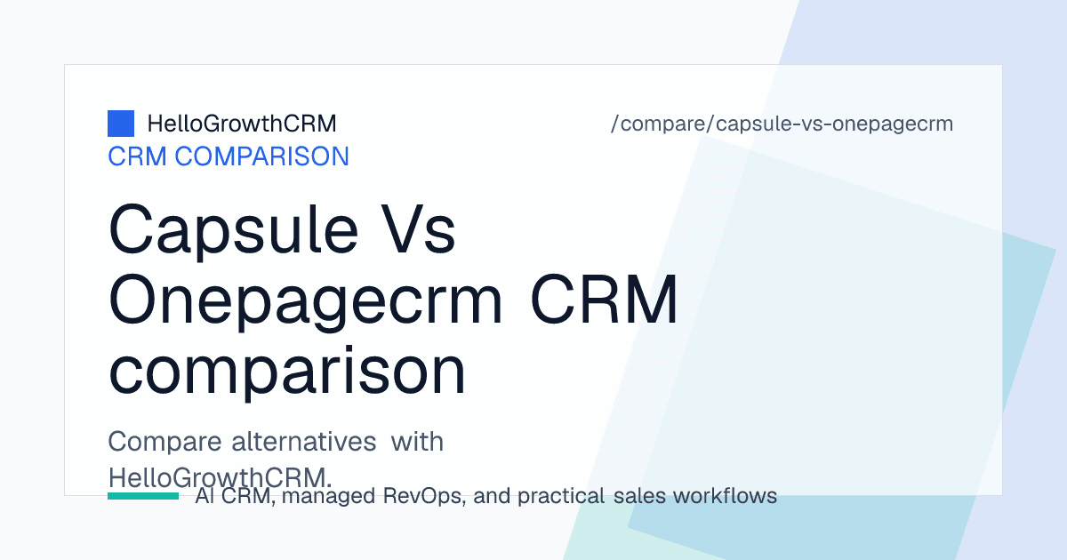 Simple CRM comparison showing a contact record, deal pipeline and a dated next action for a small business team