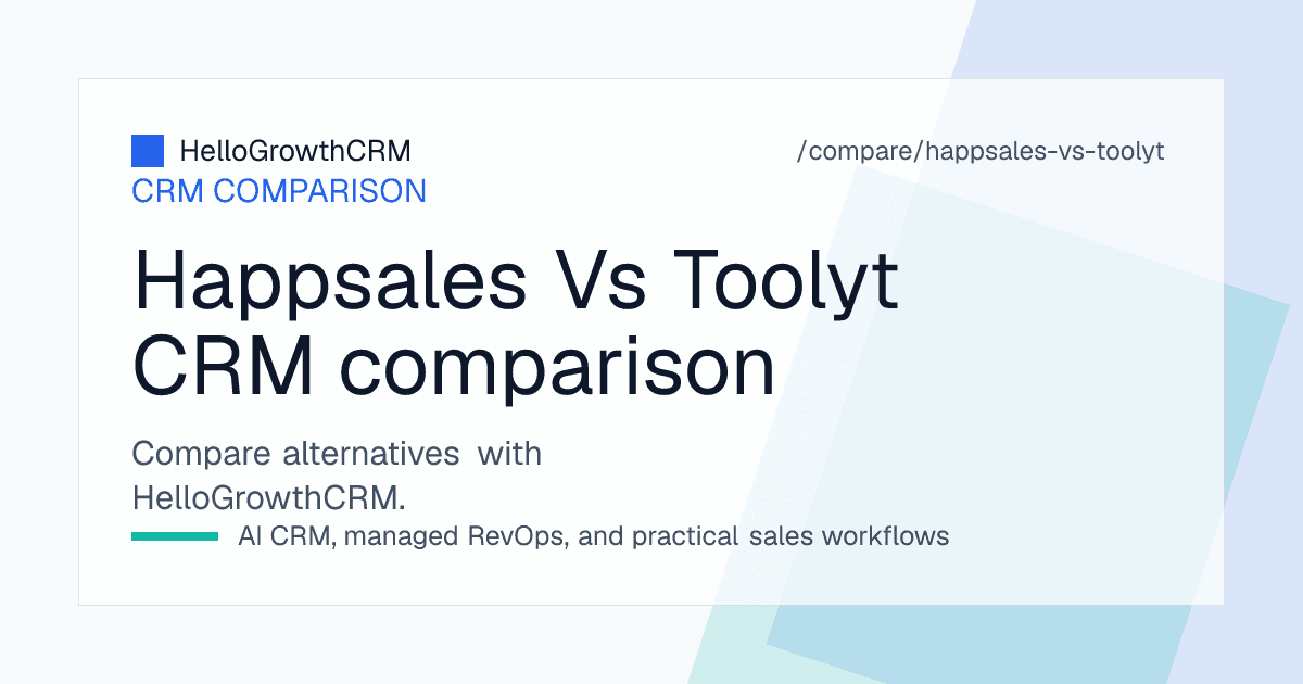 Comparison of Happsales and Toolyt across account management, field visits, rep experience and manager reporting