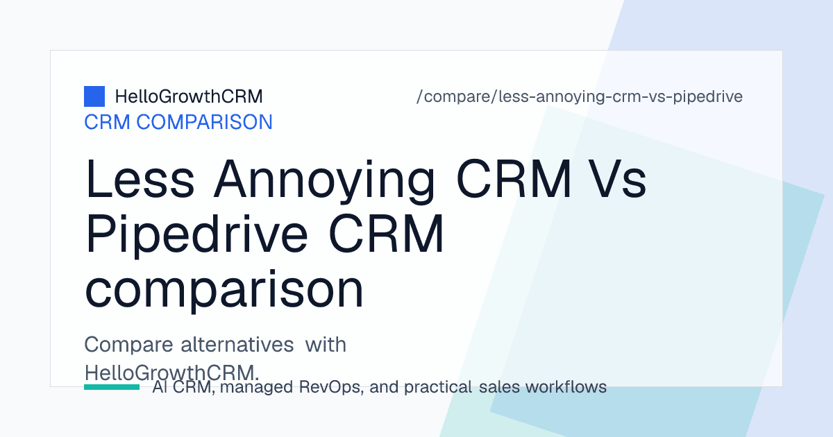 Comparison of a minimal contact-led CRM and a pipeline-first sales CRM for a small business team