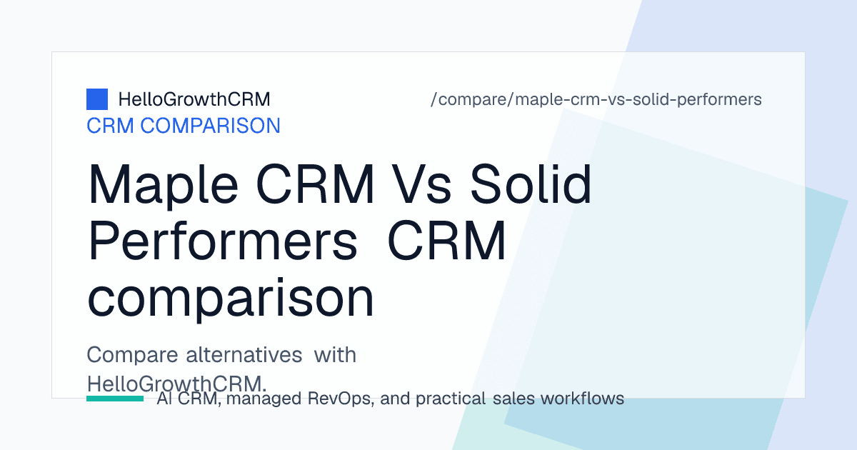 Comparison of Maple CRM and Solid Performers CRM across configurability, quotations, messaging and support
