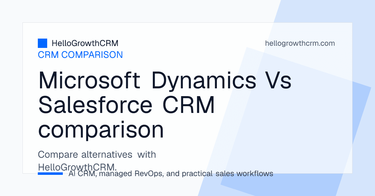 Microsoft Dynamics 365 vs Salesforce: Enterprise CRM Compared & Lean Alternatives preview in HelloGrowthCRM sales workspace