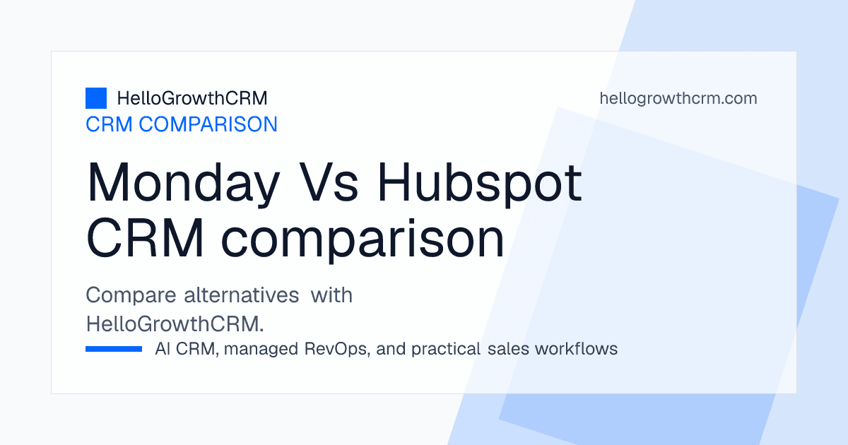 Comparison of monday.com and HubSpot across flexibility, sales conventions, marketing capability and typical buyer