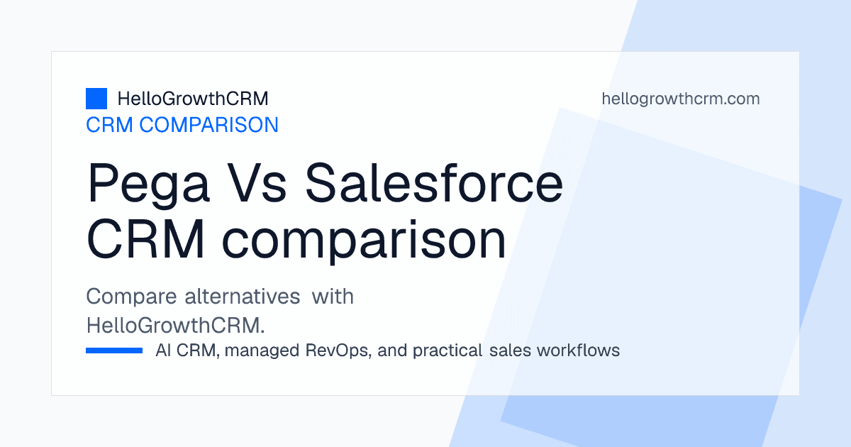 Pega vs Salesforce: Complex Decision Engines vs Front-Office Sales CRM preview in HelloGrowthCRM sales workspace