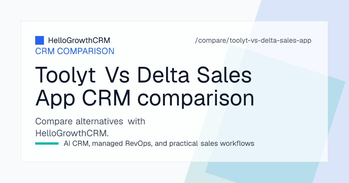 Comparison of Toolyt and Delta Sales App across field visits, order capture, coverage reporting and offline use