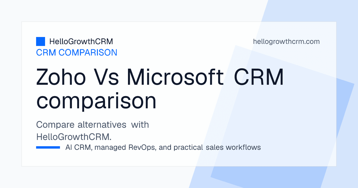 Zoho vs Microsoft Dynamics 365: Suite Complexity vs Dedicated Sales Power preview in HelloGrowthCRM sales workspace