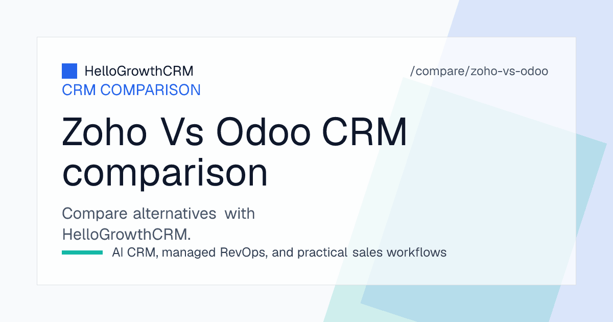 Comparison of Zoho and Odoo across deployment model, module breadth, customisation approach and implementation effort