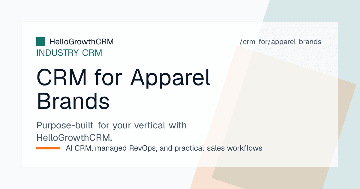 HelloGrowthCRM apparel brand order book showing retailer accounts, season pipeline, sample dispatch tracking and agent-wise booking performance