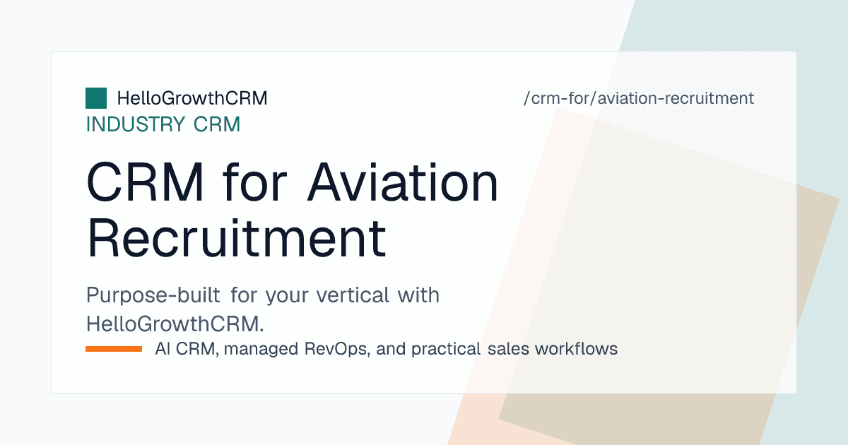HelloGrowthCRM aviation recruitment view showing assessment day attendance, screening stages, candidates waiting for a batch and verification status