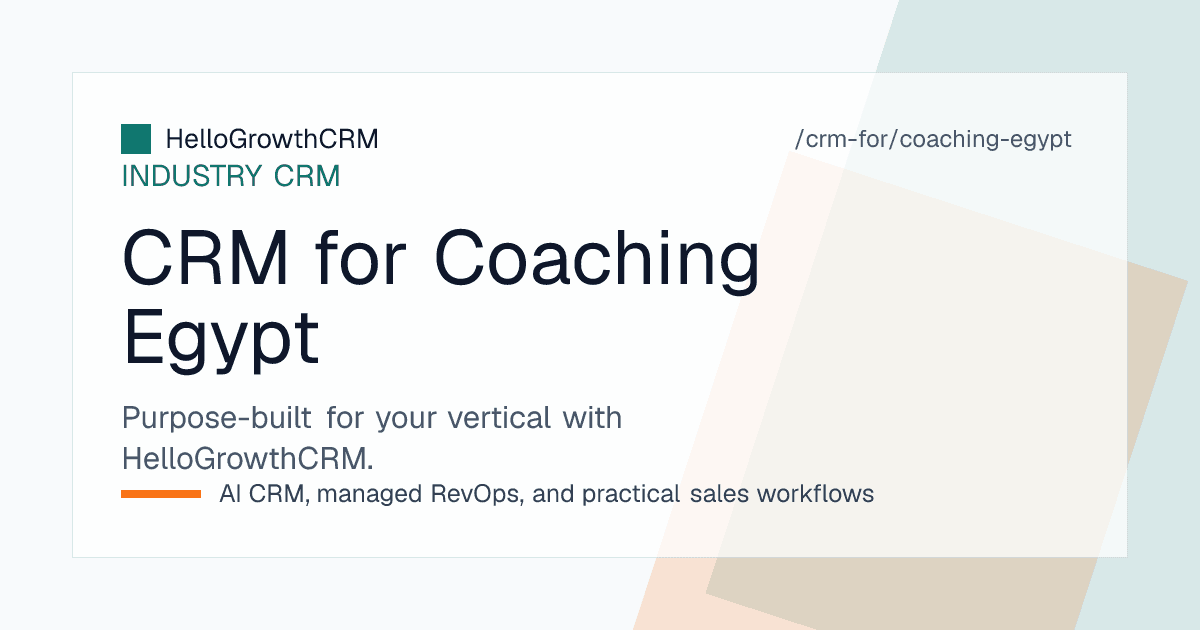 HelloGrowthCRM coaching pipeline for an Egyptian training business showing WhatsApp enquiries, cohort intakes, instalment tracking and session counts