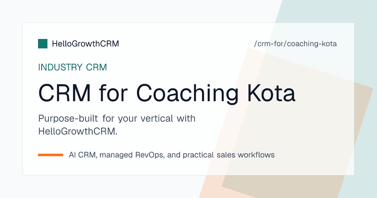 HelloGrowthCRM education view showing a Kota coaching admission funnel with batch seats, counsellor conversion and pending fee instalments