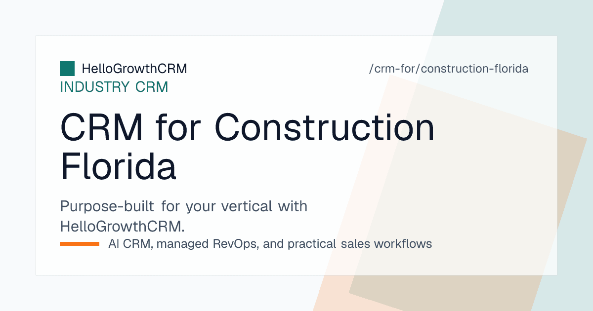 HelloGrowthCRM pipeline for a Florida construction company showing roofing leads, condominium restoration bids and permit milestone tracking