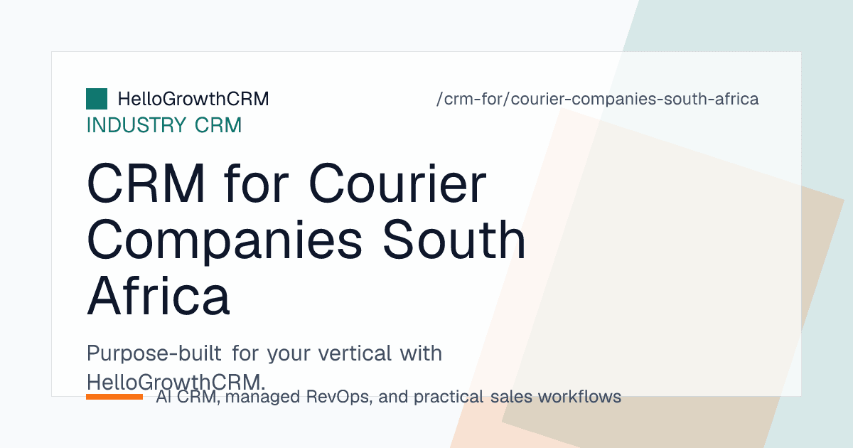 HelloGrowthCRM view for a South African courier company showing national and cross border lane quotes, trial accounts, service review dates and account health