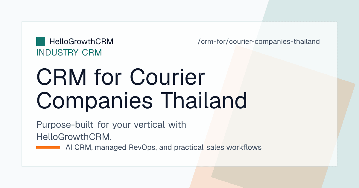 HelloGrowthCRM view for a Thai courier company showing chat merchant enquiries, Bangkok and upcountry rate quotes, remittance queries and daily volume trends