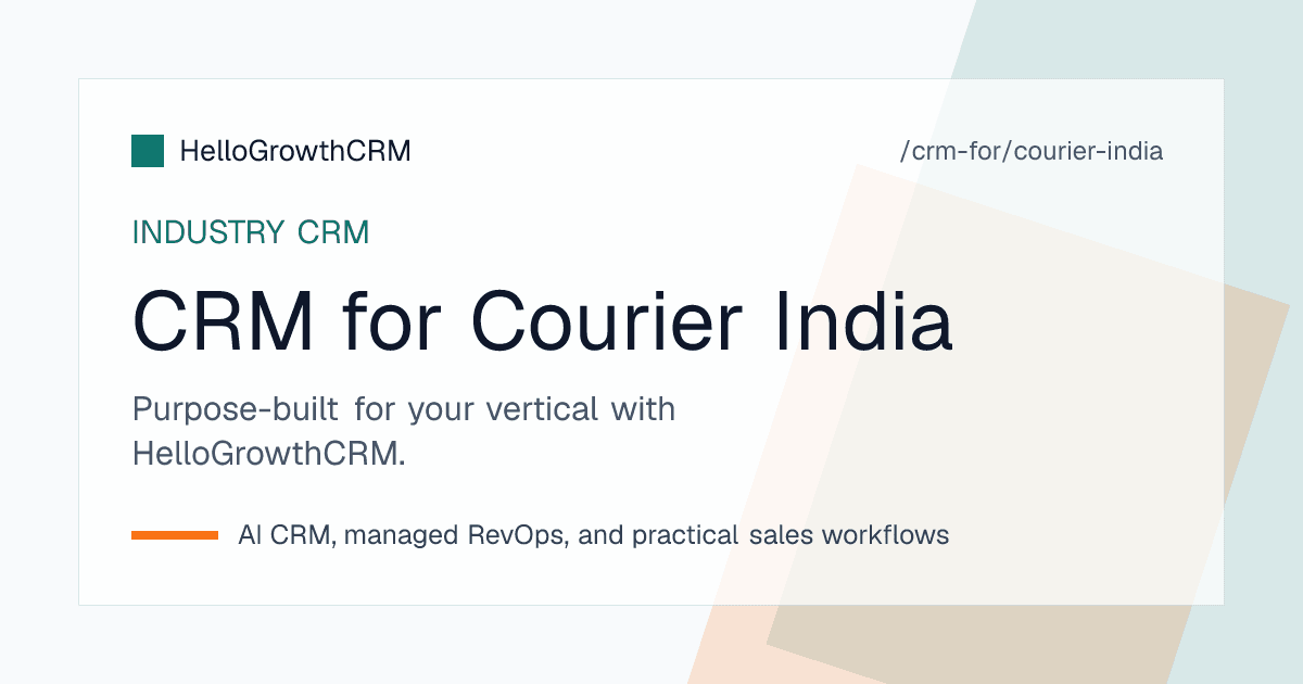 HelloGrowthCRM courier pipeline for an Indian operator showing corporate account enquiries, weight slab rate cards, pincode coverage and COD query tracking