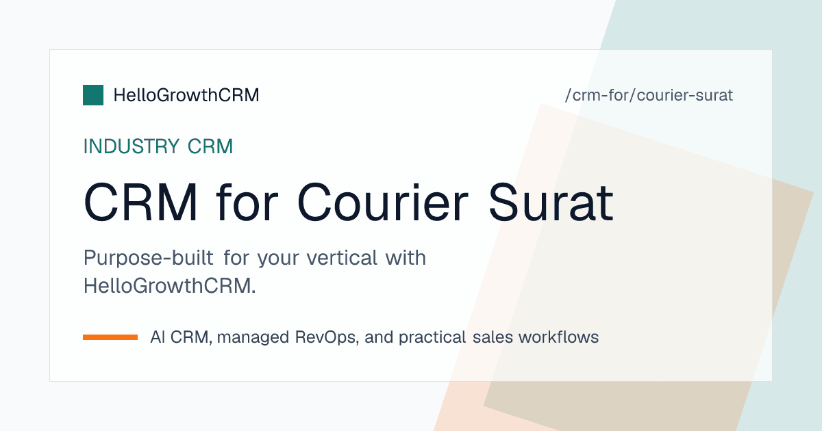 HelloGrowthCRM courier view showing corporate account enquiries, rate cards and pickup commitments for a Surat express firm
