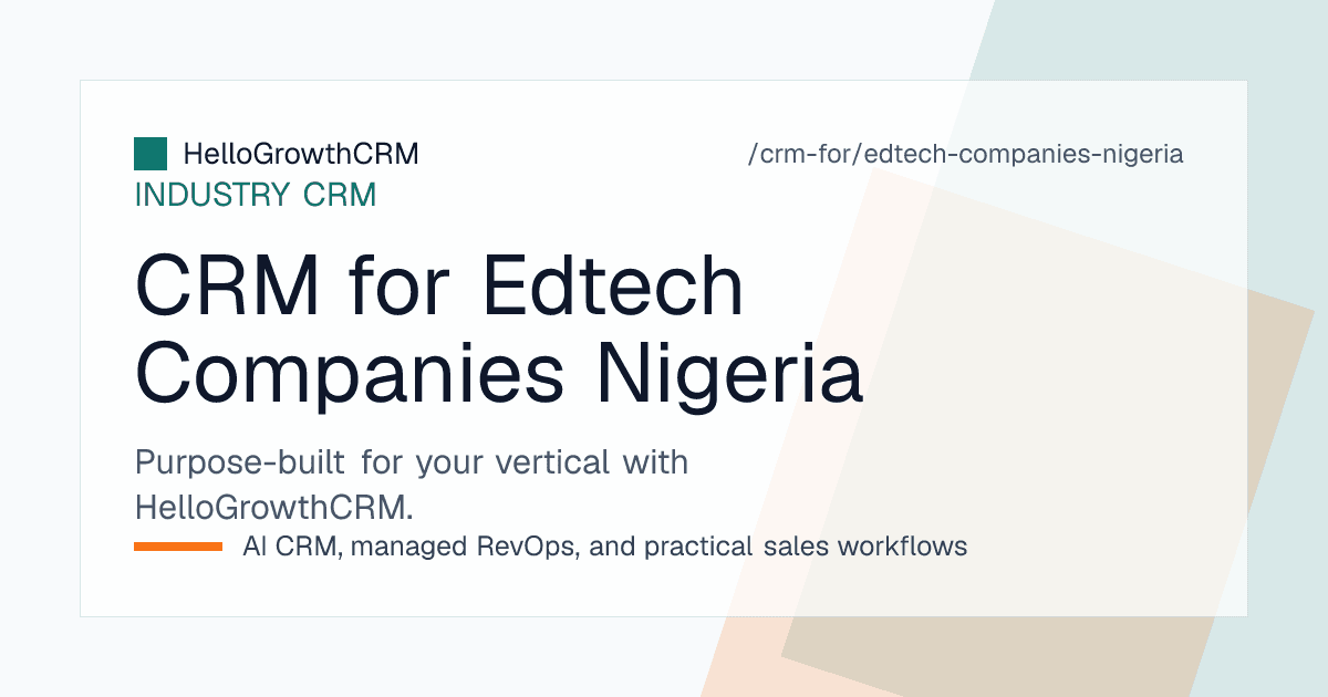 HelloGrowthCRM applicant enquiry queue, cohort seat tracker and balance payment follow-up view for a Nigerian edtech company