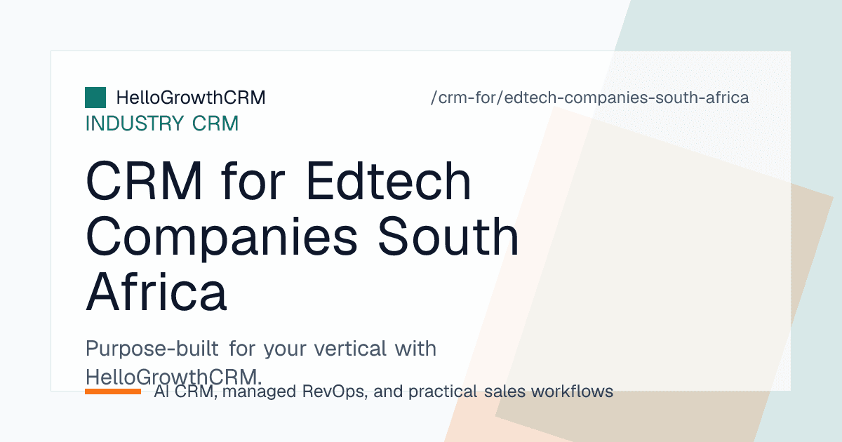 HelloGrowthCRM learner enquiry queue, intake seat tracker and corporate training pipeline for a South African edtech provider