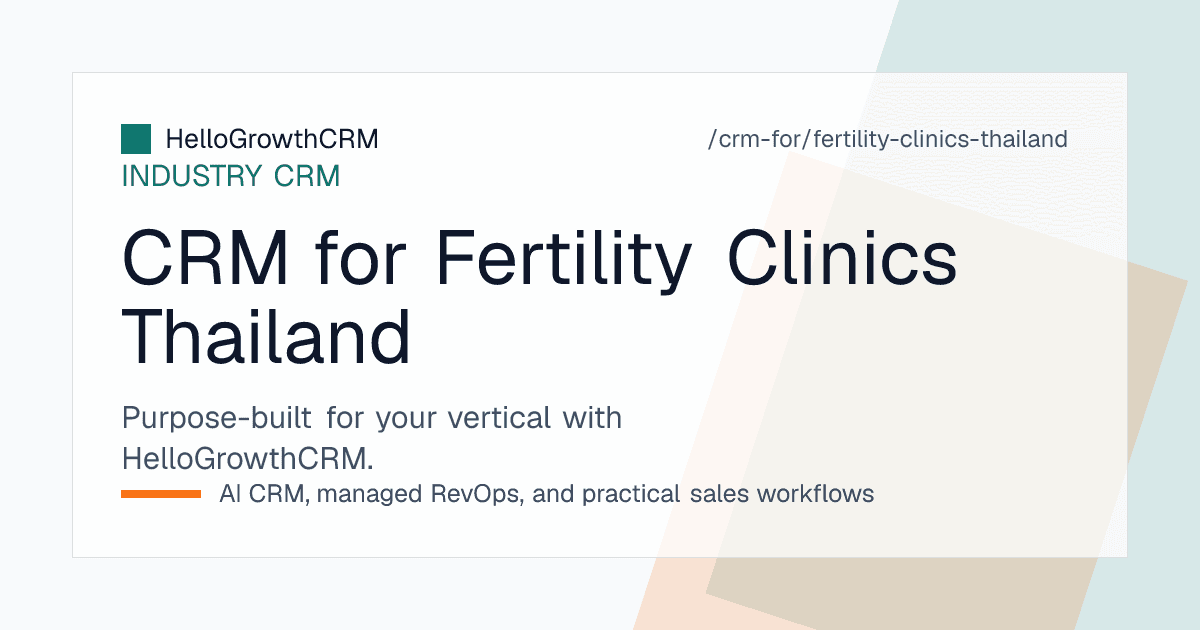HelloGrowthCRM enquiry desk for a Thai fertility centre showing local and international enquiries, language routing and consultation bookings