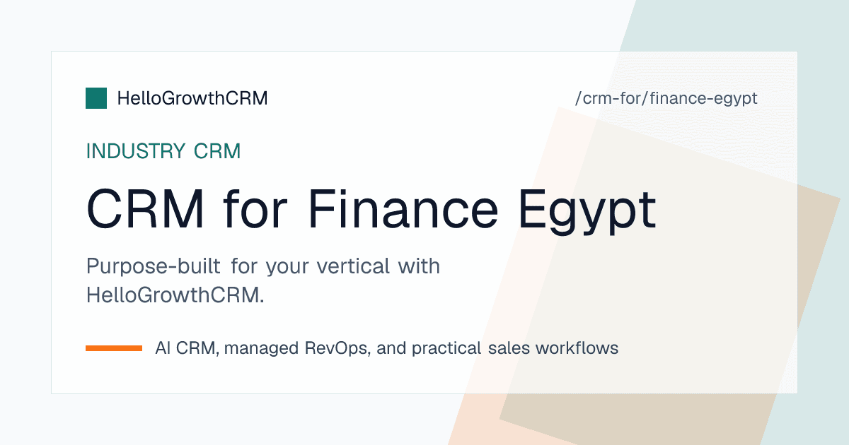 HelloGrowthCRM finance CRM for Egyptian teams showing the application pipeline, Arabic WhatsApp conversation and branch performance dashboard