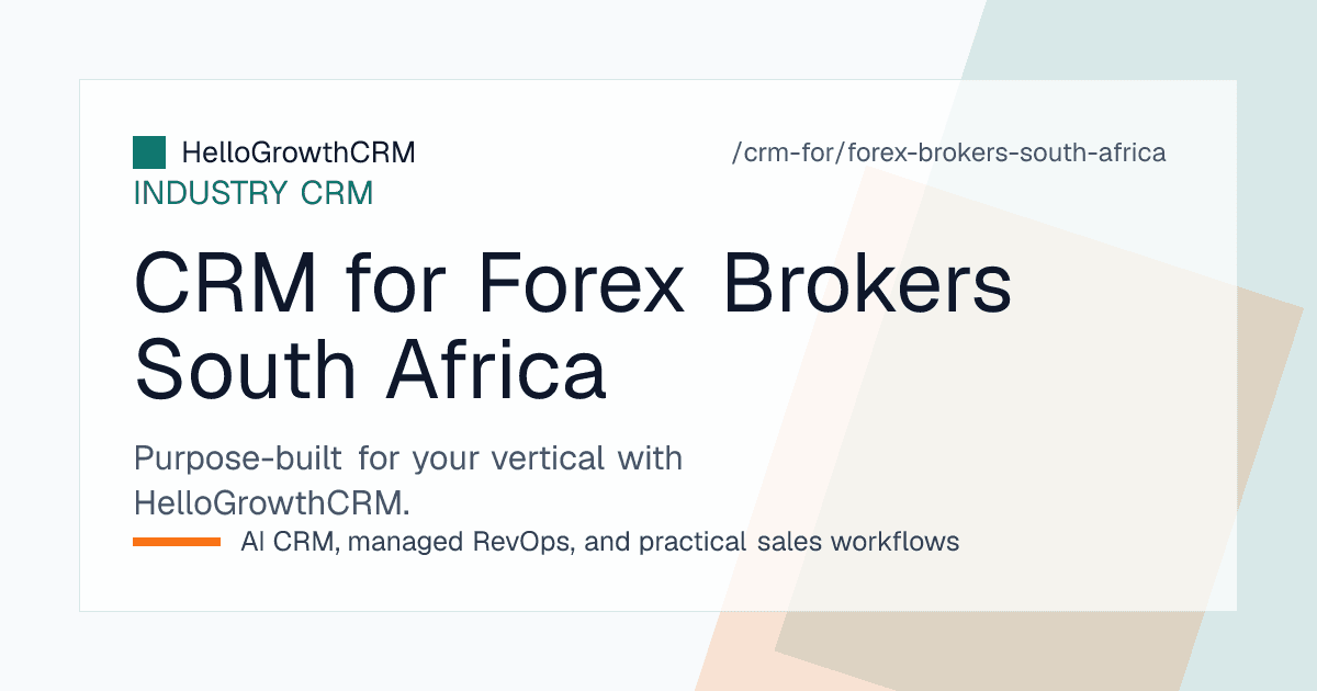 HelloGrowthCRM brokerage view for a South African desk showing recorded outbound call log, education funnel stages, rand funding progress and consent status per contact