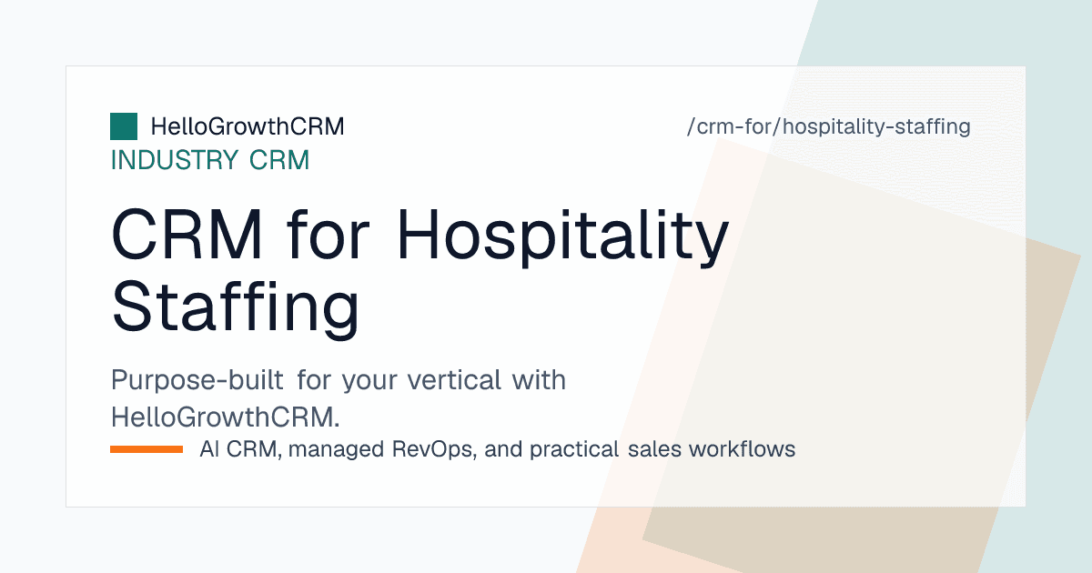 HelloGrowthCRM hospitality staffing view showing incoming event requests, rate card pricing, headcount committed by day and unbilled completed events