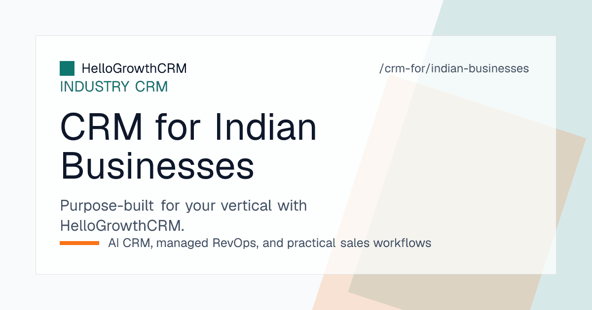 HelloGrowthCRM dashboard showing WhatsApp follow-ups, INR pipeline, and built-in dialer for an Indian sales team