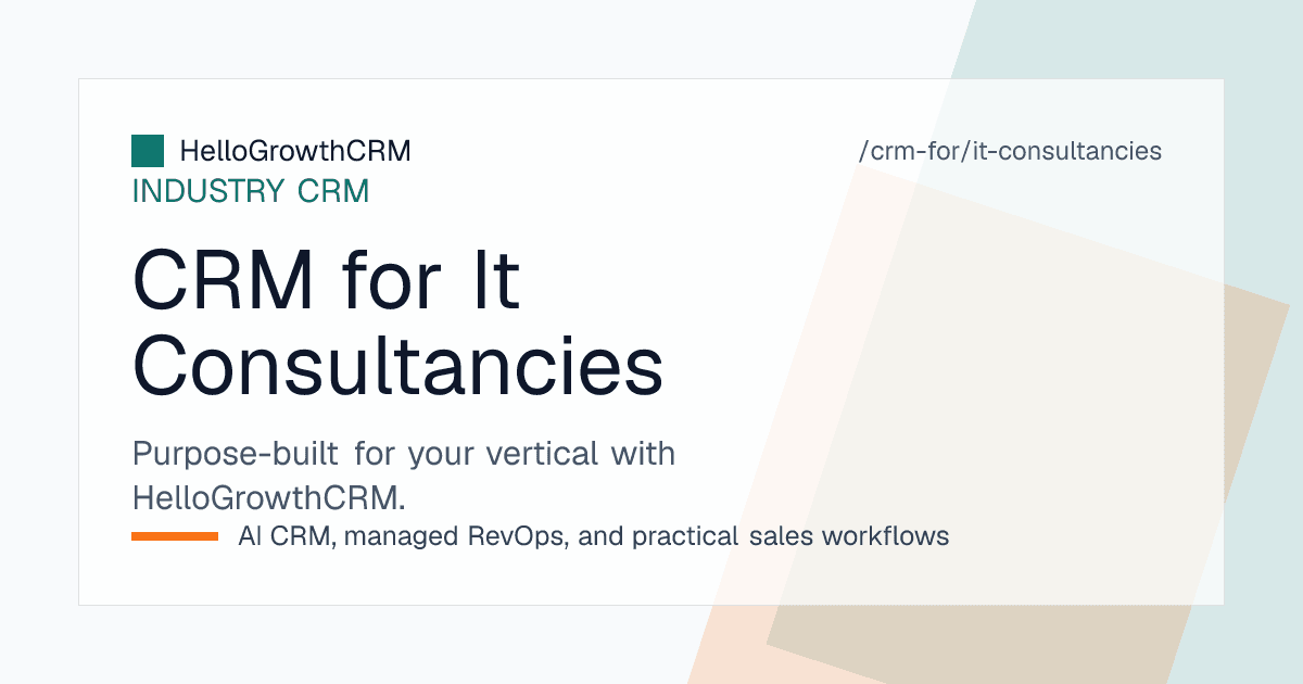 HelloGrowthCRM IT services pipeline showing opportunities by stage, RFP deadlines, proof of concept status and AMC renewal dates by account
