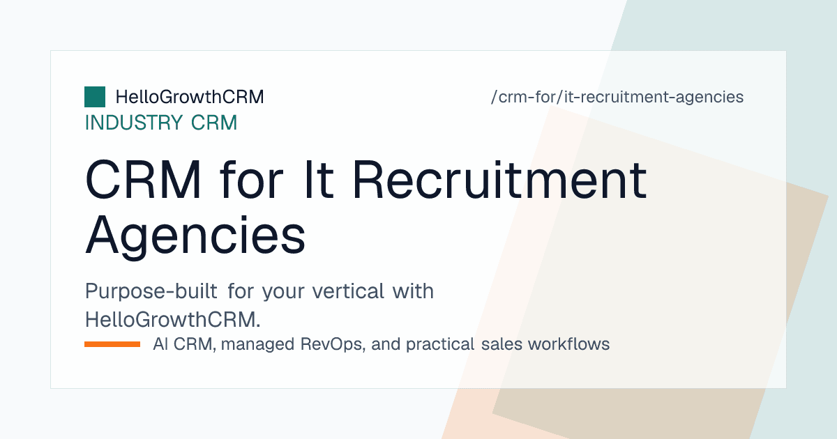 HelloGrowthCRM IT recruitment CRM showing open requirements by client, submission status and offered candidates tracked through notice period