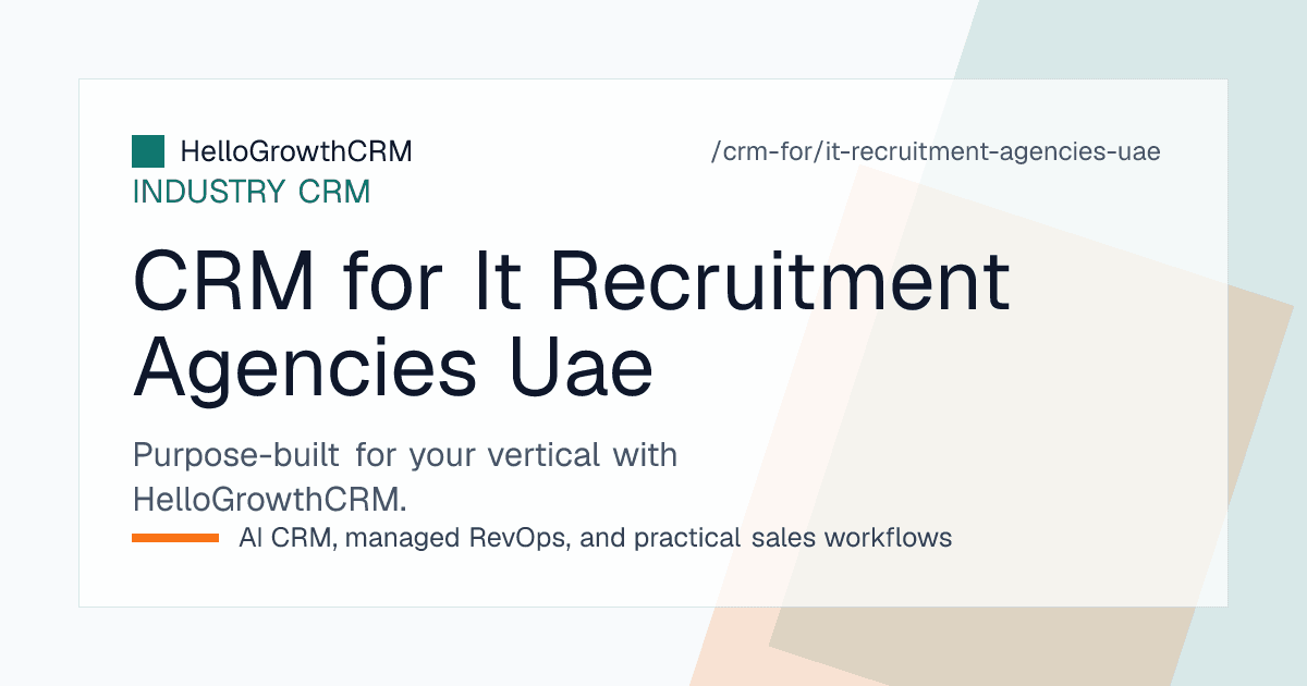 HelloGrowthCRM staffing board for a UAE IT recruitment agency showing client mandates, relocation candidates, visa timelines and multilingual WhatsApp threads