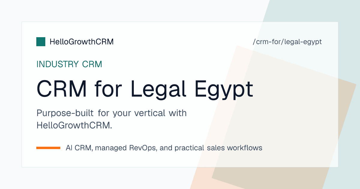 HelloGrowthCRM pipeline for an Egyptian law office showing case stages, hearing dates and instalment schedules