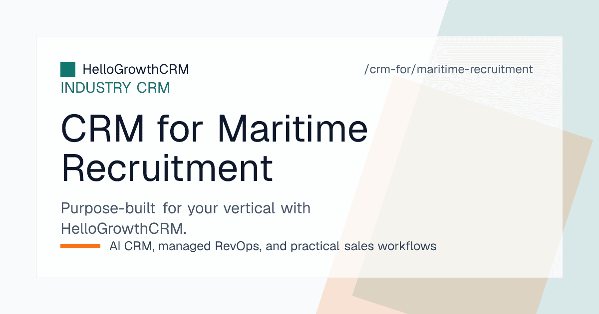 HelloGrowthCRM crewing view showing vacancies by rank and sign-on date, crew availability, certificate expiry alerts and nomination stages