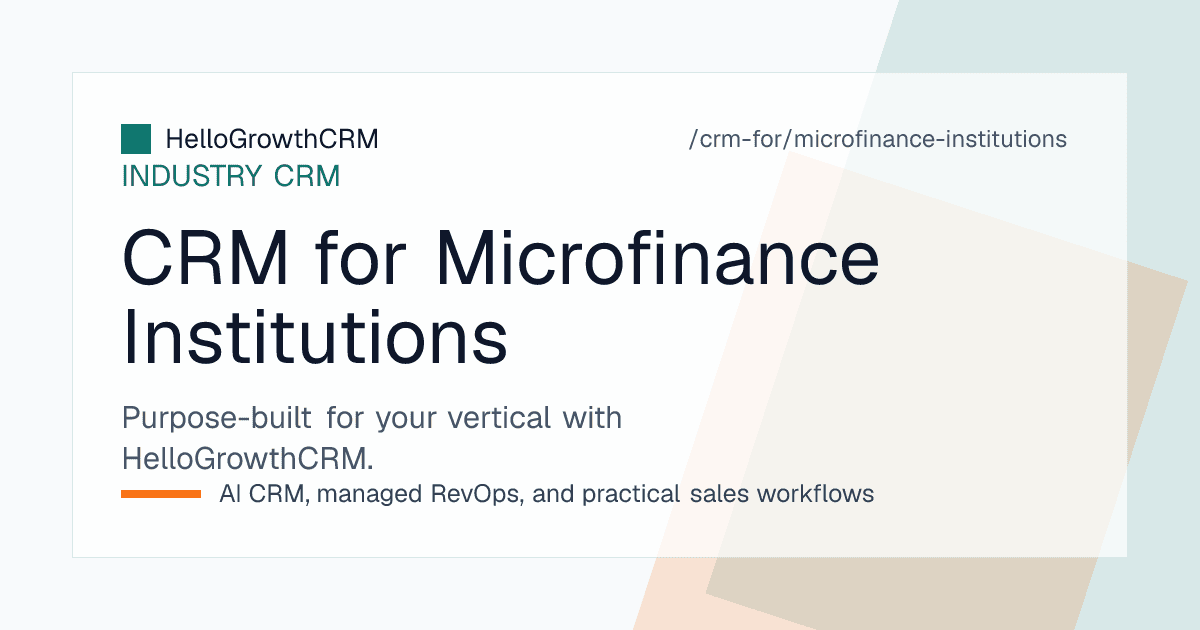 HelloGrowthCRM microfinance view showing field officer coverage plans, centre meeting schedules with attendance, and repeat-cycle customer follow-up lists