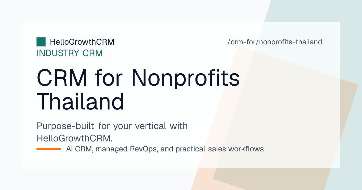 HelloGrowthCRM fundraising pipeline for a Thai foundation showing year-end campaign progress in baht, CSR partnership stages, grant reporting dates and donor records