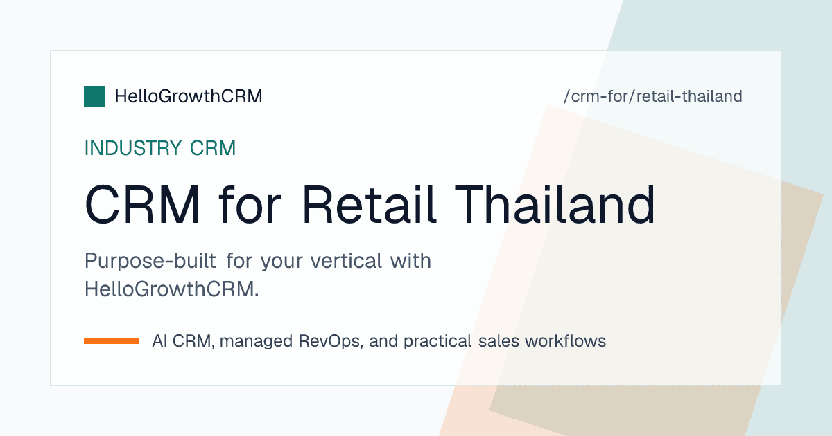 HelloGrowthCRM retail CRM for Thailand showing chat and live-selling enquiries in one queue, payment status on orders and delivery confirmation by province