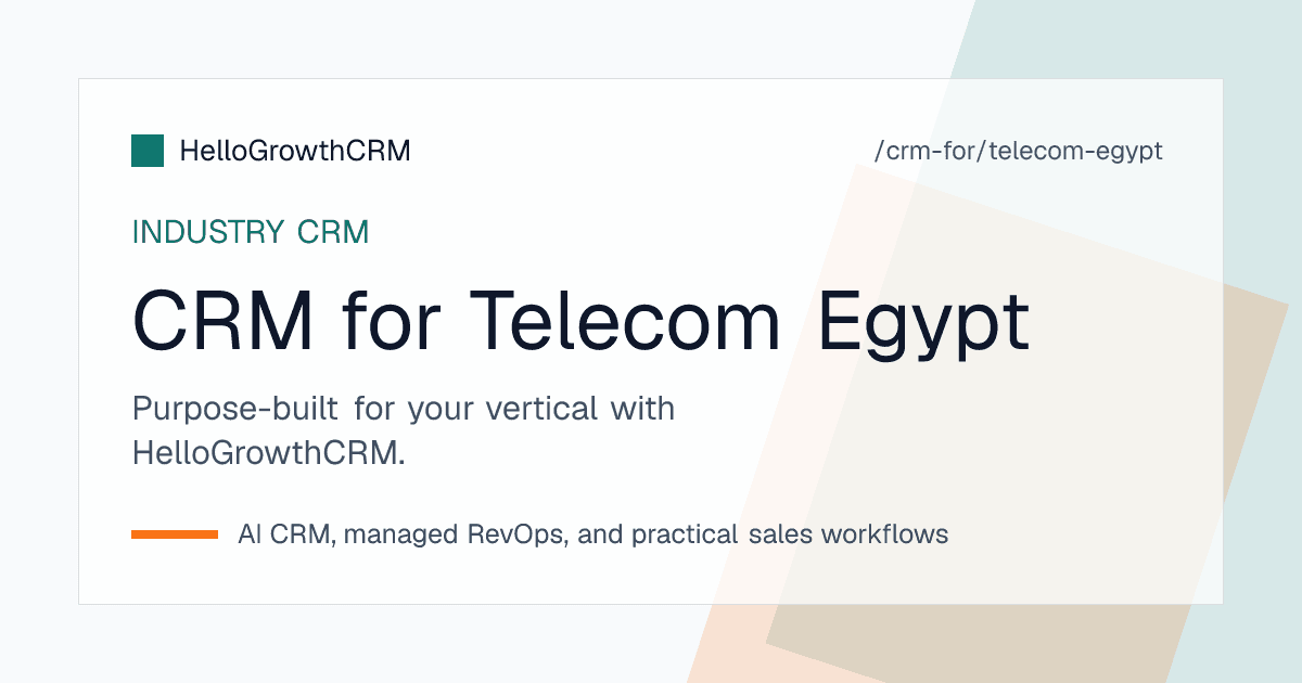 HelloGrowthCRM pipeline for an Egyptian internet provider showing coverage checks, building permissions, installation scheduling and renewals