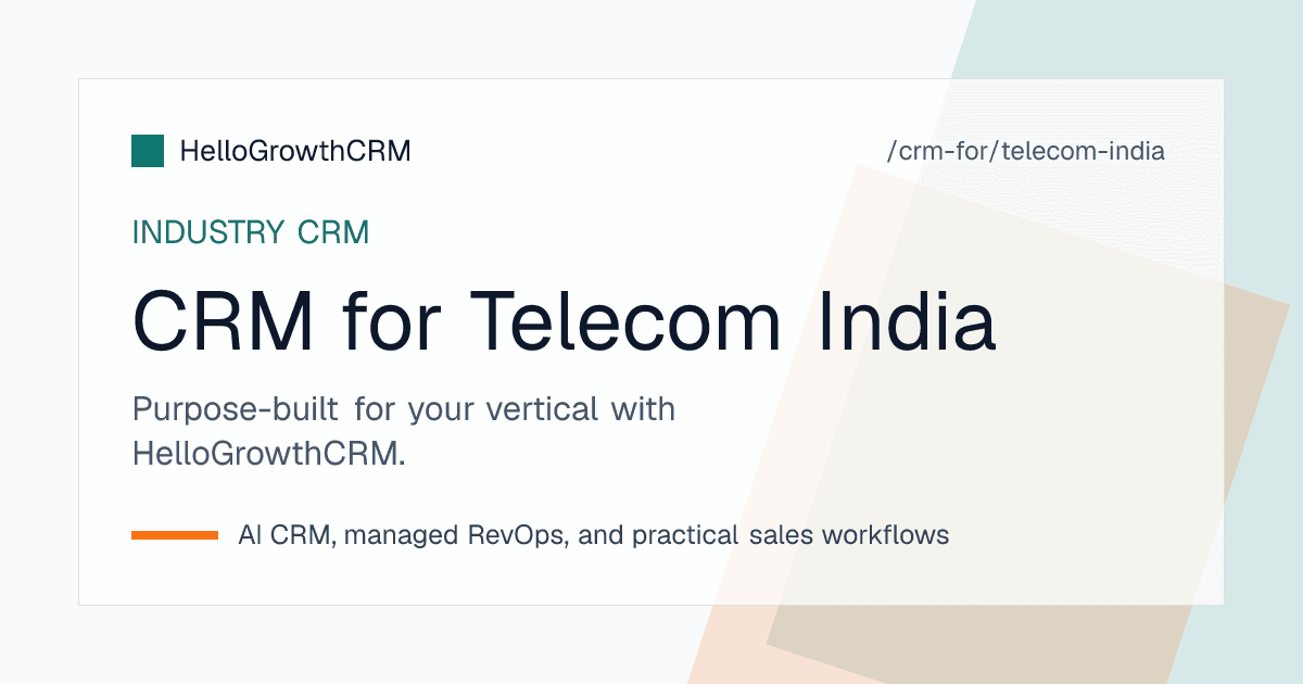 HelloGrowthCRM pipeline for an Indian ISP showing feasibility checks, installation scheduling, plan renewals and enterprise link deals