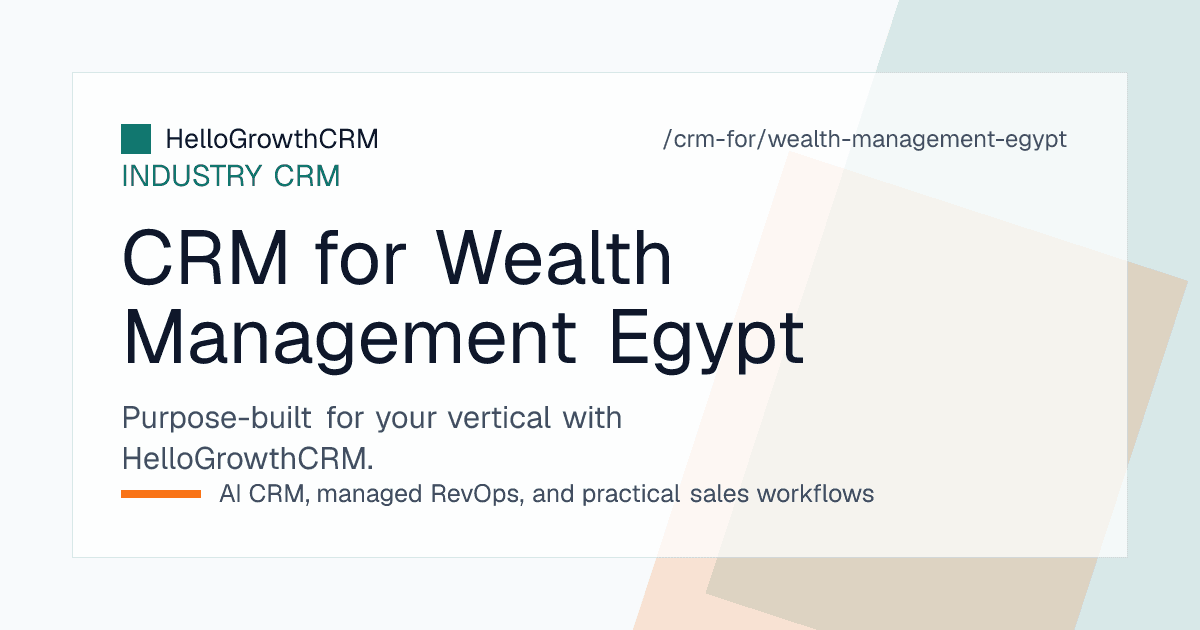 HelloGrowthCRM screen showing an Egyptian advisory firm client record with maturity dates, Arabic WhatsApp thread and referral source
