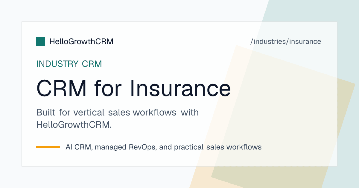 HelloGrowthCRM insurance dashboard showing policy expiry tracker, renewal calendar, and cross-sell pipeline