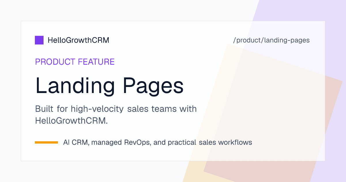 CRM landing page builder with drag-and-drop editor and A/B testing