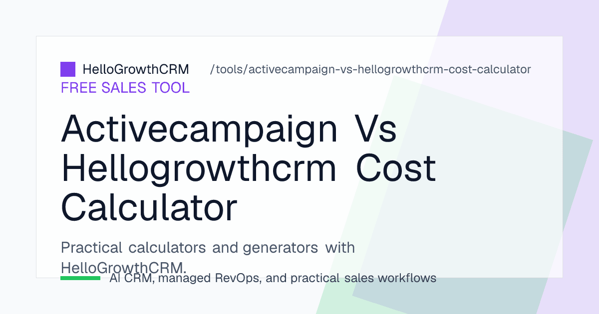 Email automation cost worksheet covering contact tiers, monthly send multiples, seat caps and SMS credits against HelloGrowthCRM per-user pricing