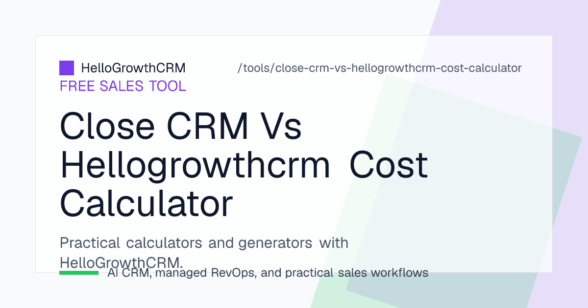 Calling-first CRM cost worksheet covering per-minute charges, number rental, recording retention and dialer tiers against HelloGrowthCRM per-user pricing
