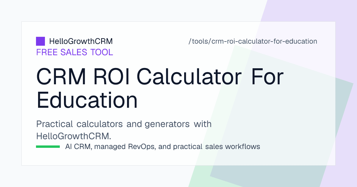 Education CRM ROI worksheet listing enquiry, counselling, admission and net fee inputs
