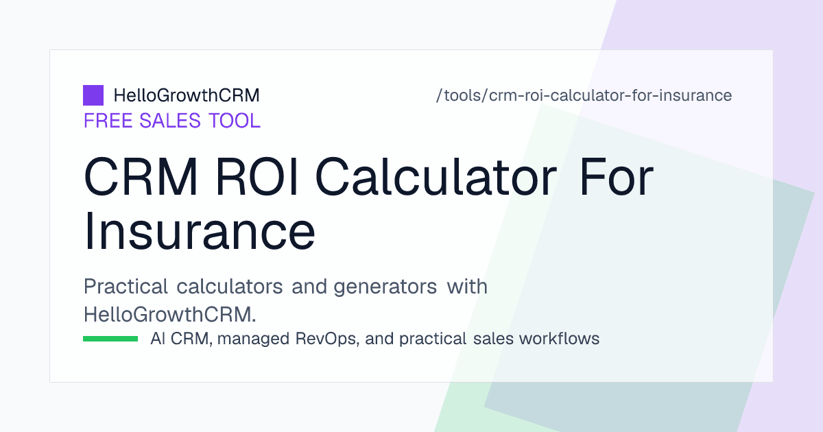 Insurance CRM ROI worksheet listing renewals due, renewal rate, conversion and commission inputs