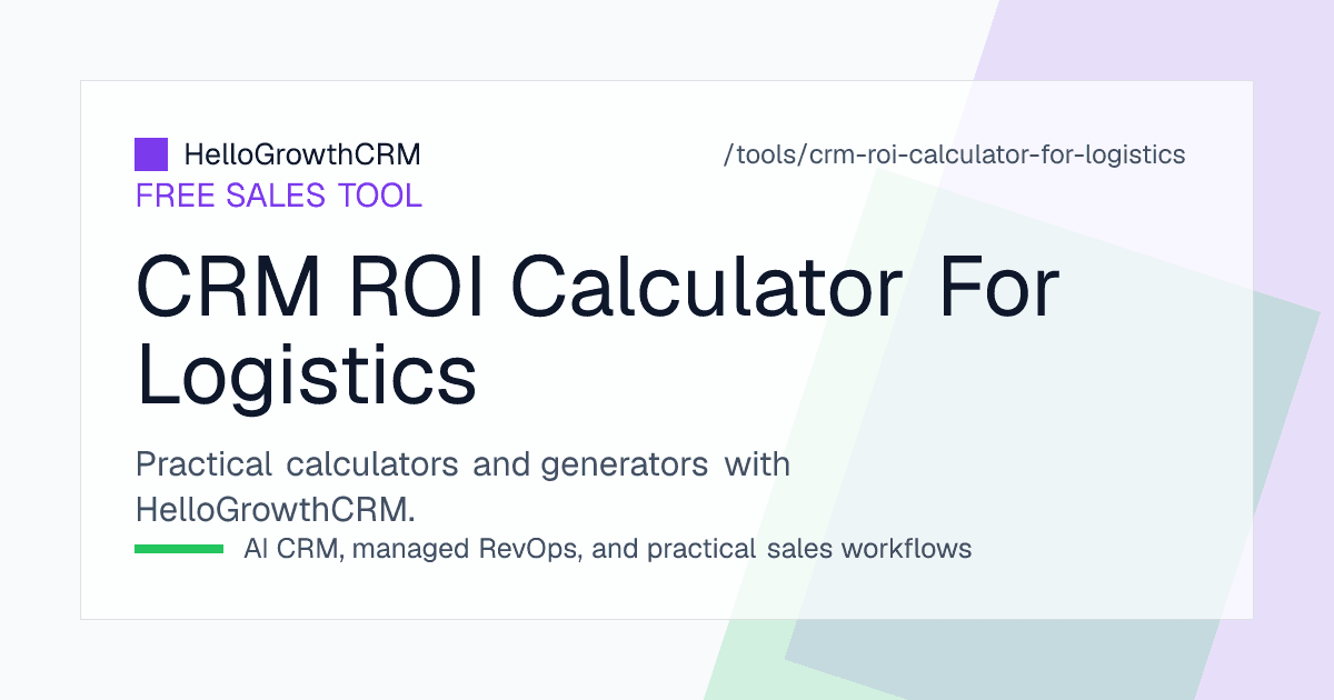 Logistics CRM ROI worksheet listing rate enquiry, turnaround, conversion and margin inputs