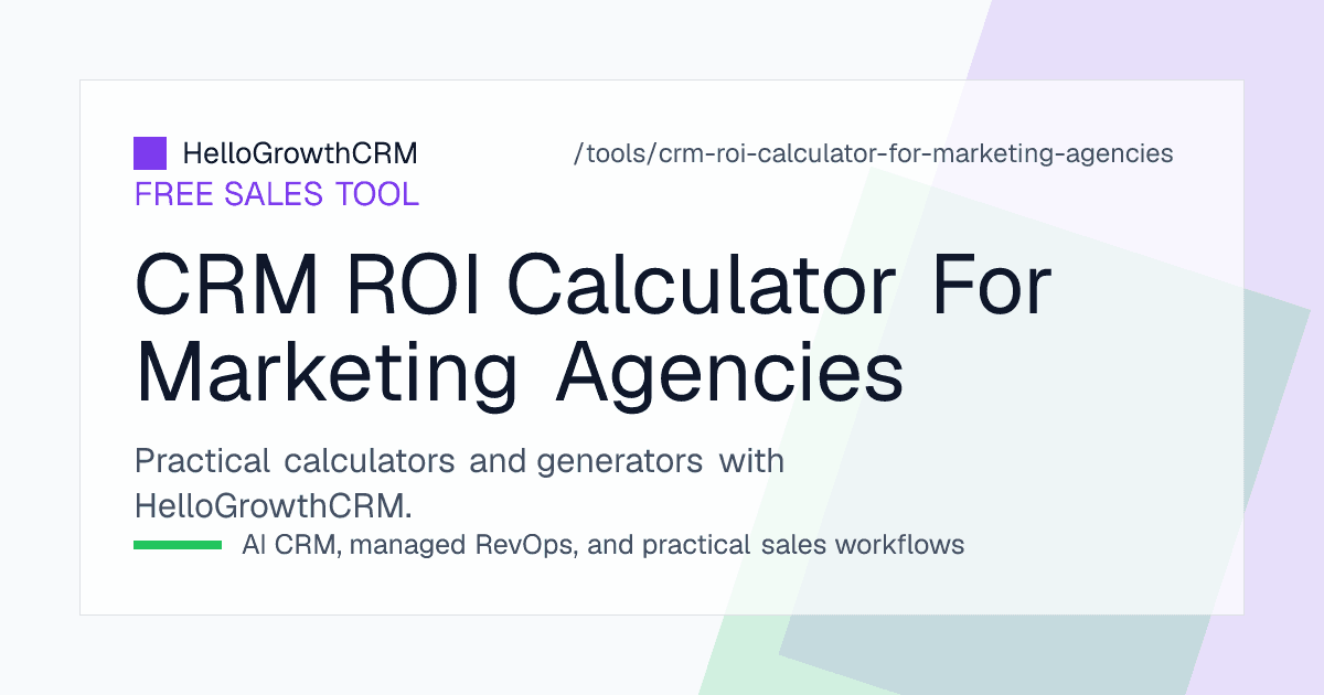 Agency CRM ROI worksheet showing inbound briefs, qualification rate, average monthly retainer and average retainer lifetime in months