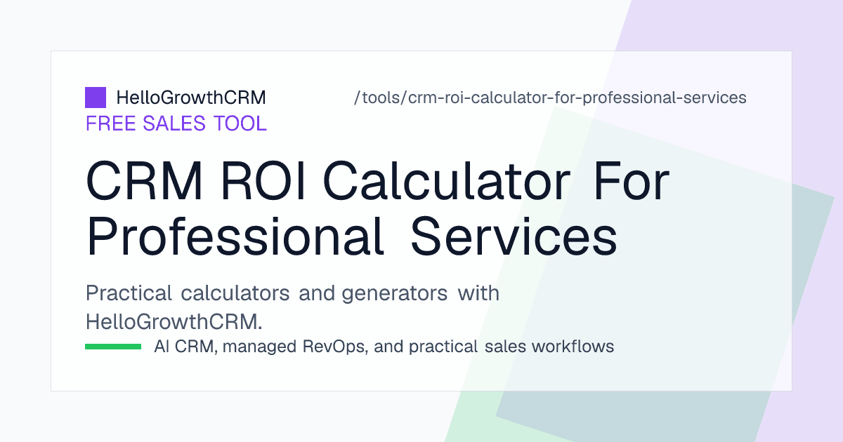 Professional services CRM ROI worksheet listing proposal, win rate and engagement value inputs