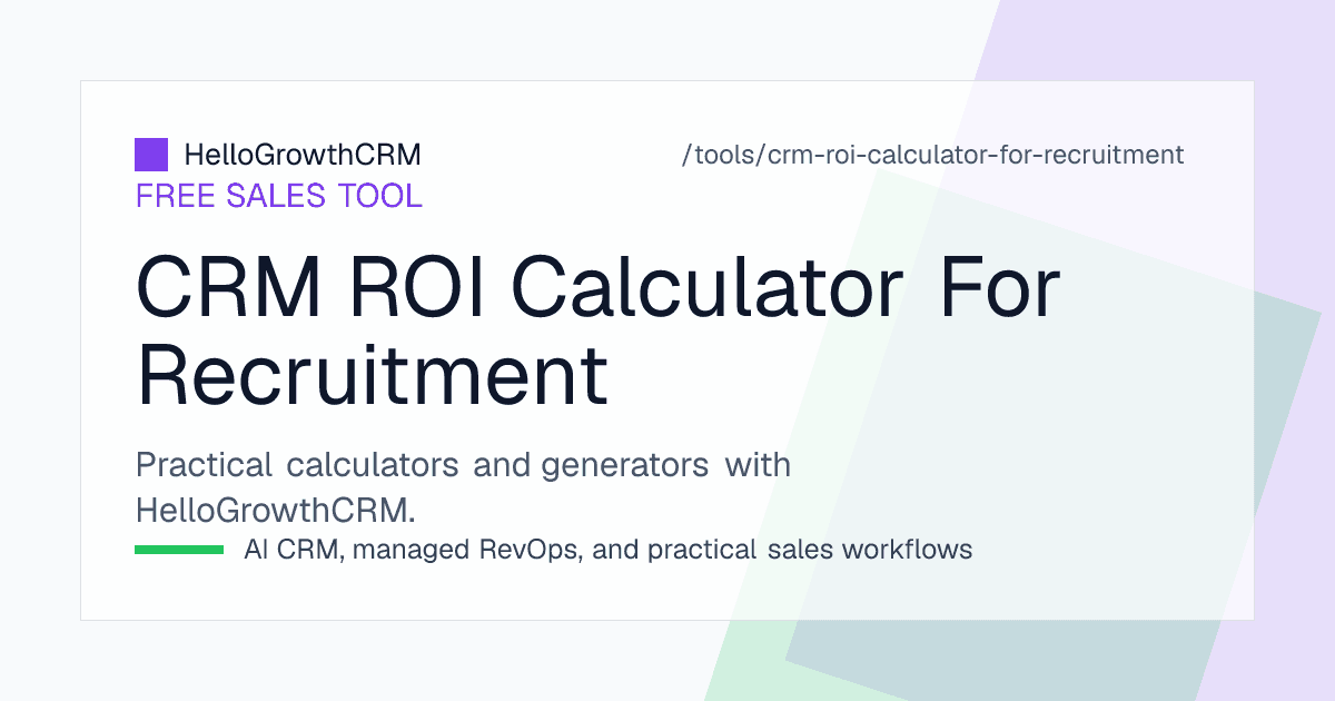Recruitment CRM ROI worksheet listing roles taken, fill rate and placement fee inputs