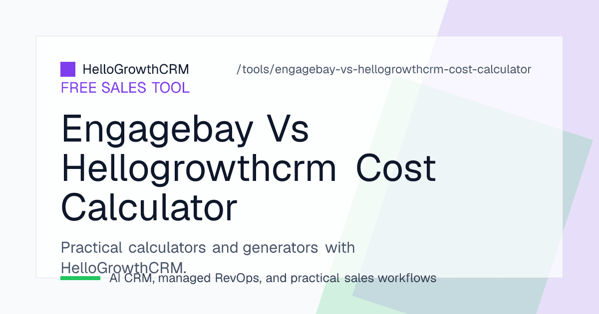 All-in-one suite cost worksheet covering contact tiers, seat counts, email send limits and bundle choices against HelloGrowthCRM per-user pricing