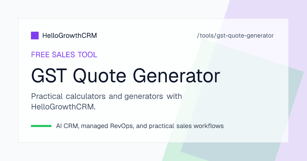 GST quote generator showing line items with HSN codes, taxable value, CGST and SGST split, and quotation validity