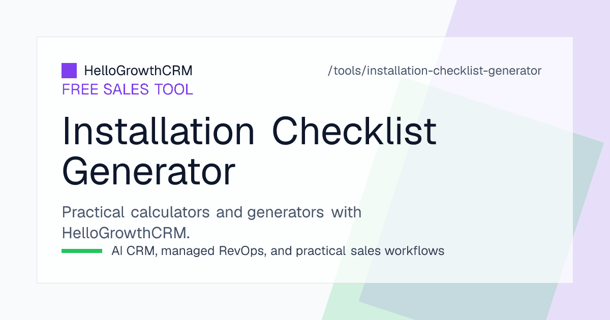 Installation checklist showing stages, individual checks, required photographic evidence, responsible role and blocking status